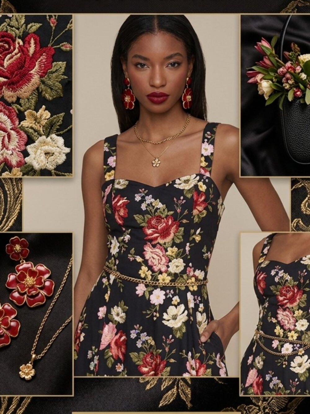 Avec Les Filles Floral Print Fit & Flare Midi Dress Size 4 NWT Romantic - Picture 4 of 11
